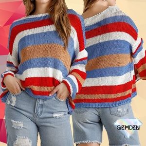 Striped Multicolored Sweater Women’s Top